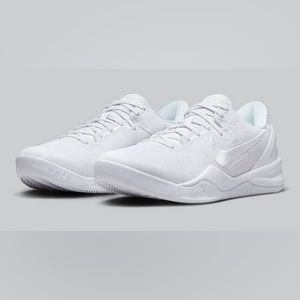 Nike Kobe 8 Protro Halo Triple White Size 3.5Y Pre School Pair Shoes